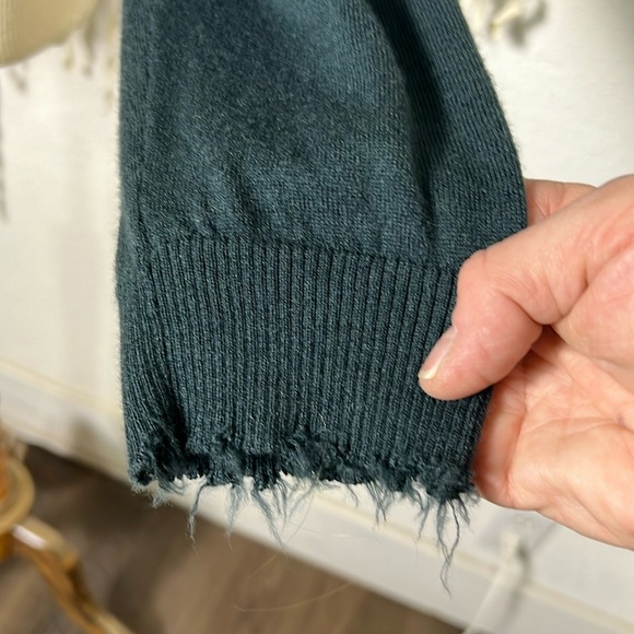 Rundholz Teal Oversized Drop Sleeve Hi/Low Distressed Hemline Sweater M - Picture 3 of 14
